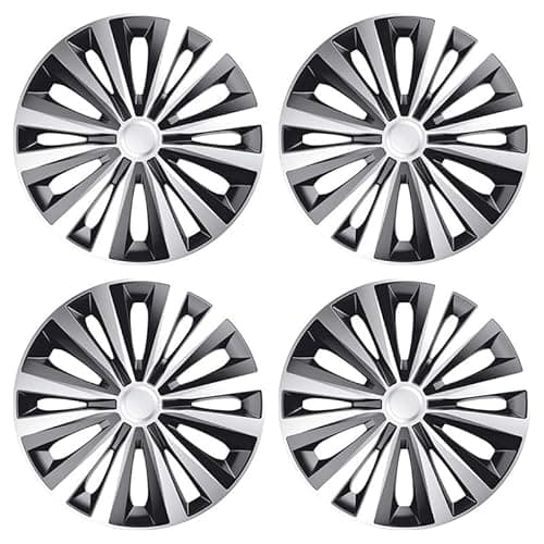 Image of 15" Wheel Trims For VOLKSWAGEN GOLF MK5 MK6 MK7 MK7.5 - Set of 4, Sleek Design, Black & Silver Wheel Trims Hub Caps, Alloy Look, x4