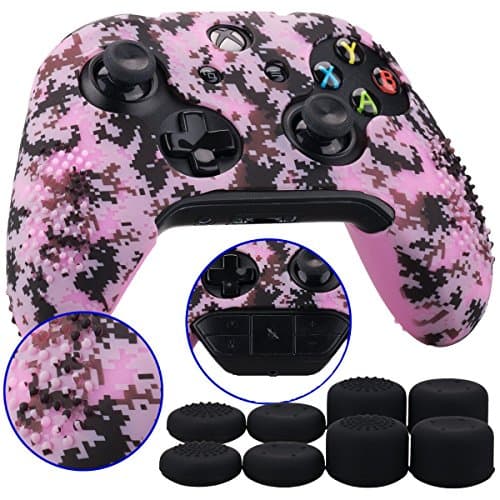 Image of 9CDeer 1 Piece of Studded Protective Customize Digital Camo Silicone Cover Skin Sleeve Case Analog Caps for Xbox One/S/X Controller Pink Compatible