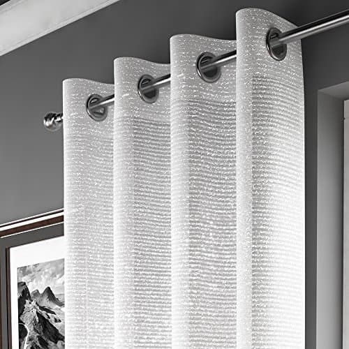 Image of Glitter Sparkle Ring Top Voile Curtain Panel - White (Adele 55" W x 90" D)