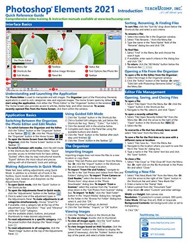 Image of Adobe Photoshop Elements 2021 Introduction Quick Reference Training Tutorial Guide (Cheat Sheet of Instructions, Tips & Shortcuts - Laminated Card)