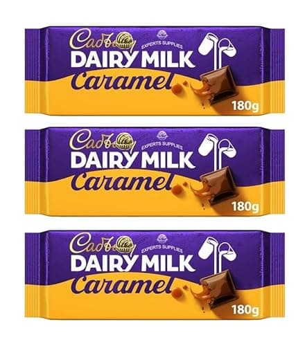 Image of Cad Dairy Milk Caramel Chocolate Bar 180g Milk Chocolate With Caramel Centre | Delightful Treats | Gift for All Occasions Suitable For Vegetarians (x3)