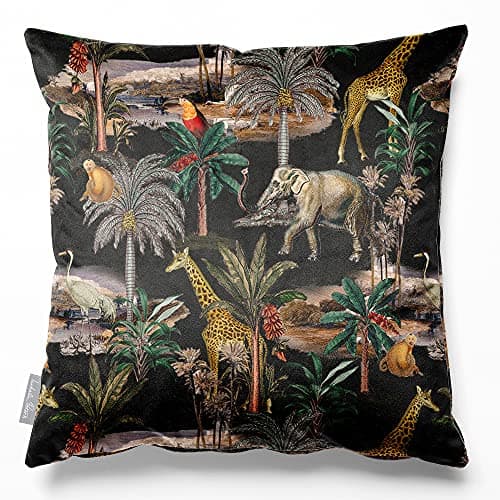 Image of Izabela Peters Eco-Friendly Velvet Cushion with Covers, 40cm Safari Voyage - Charcoal, for Chairs and Sofas