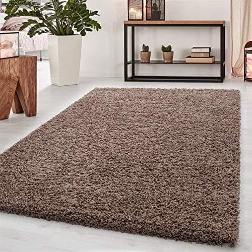 Image of Abaseen Small Large Shaggy Rug Modern Rugs Living Room Extra Large Small Medium Rectangular Size Soft Touch Thick Pile Living Room Area Rugs Non Shedding (Mocha, 60x110 cm)