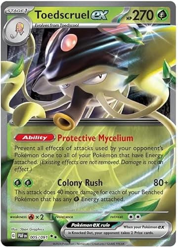 Image of Toedscruel ex 005/091 Double Rare Pokemon Card | Paldean Fates Set | Scarlet & Violet Series | Titan Authenticated