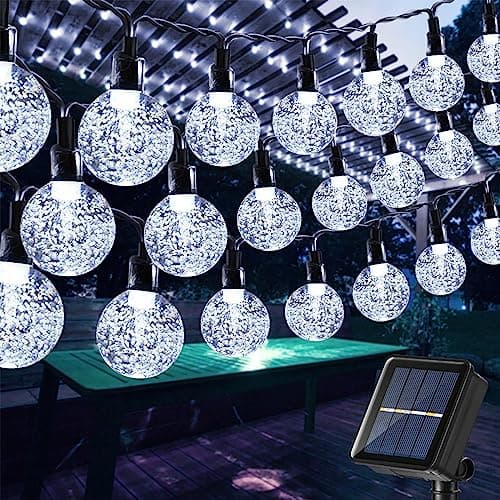 Image of Moxled Solar Garden Lights Outdoor, 56ft/17M 100 LED Solar String Lights Waterproof, Solar Powered Crystal Ball Indoor/Outdoor Fairy Lights Decorative Lights for Garden, Patio, Yard, Parties (White)