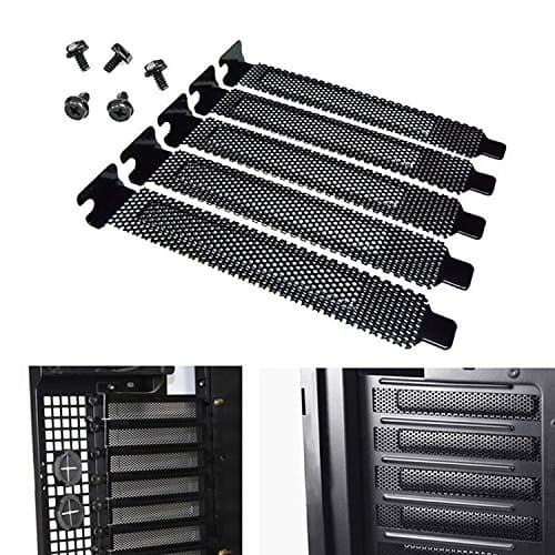 Image of 5pcs Black PCI Slot Cover Dust Filter Blanking Plate Hard Steel With Screw