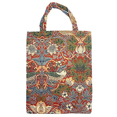 Image of Signare Tapestry Reusable Grocery Eco-Friendly Shopping Tote Bag with William Morris Design (Strawberry Thief Red, ECO-STRD)