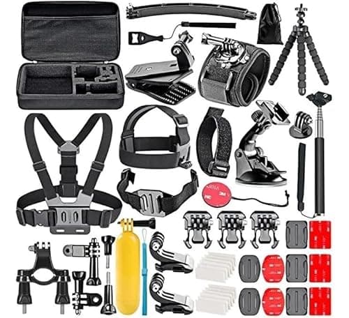 Image of Sinratas New-50 in 1 Action Camera Accessory Kit, Compatible with any Go Pro Camera (Hero 12 11 10 9 8 7 6 5 4 GoPro Max GoPro Fusion) as well as Insta360 DJI Osmo Action Action 2 and more
