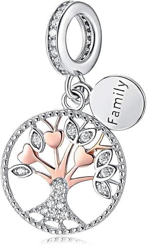 Image of Nbsameng 925 Sterling Silver Bead Charm Family Tree Of Life Pendant Charms Rose Gold Women Diy Jewelry