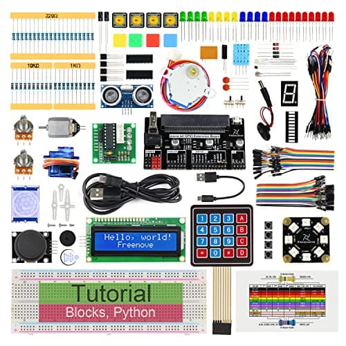 Image of Freenove Ultimate Starter Kit for BBC micro:bit (Not Included, Works with V1 & V2), 316-Page Detailed Tutorial, 224 Items, 44 Projects, Blocks and Python Code