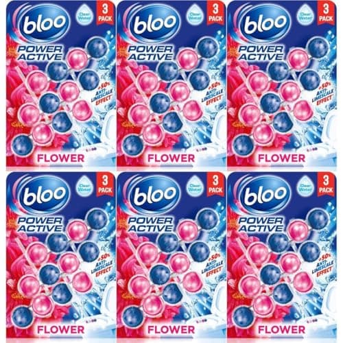 Image of Bloo Power Active Toilet Rim Block Fresh Flowers Rimblocks Pack of 3 - Pack of 6