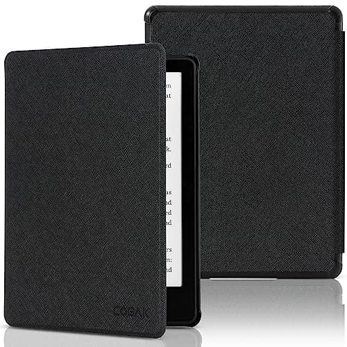 Image of CoBak Case for 6.8" Kindle Paperwhite 11th Generation 2021 Release, PU Leather Smart Cover with Auto Sleep/Wake, Slim Shell for Kindle Paperwhite, Black