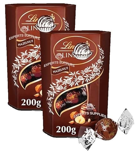 Image of New Lint Milk Hazelnut Chocolate Truffles Box 200g, Pack of 2, Milk chocolate with a smooth melting Hazelnut Milk Chocolate Perfect for Christmas & New Year By Experts Supplies Ltd
