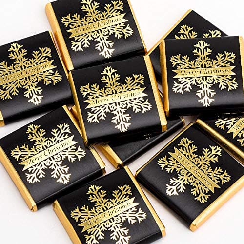 Image of Italian Options Snowflake Merry Christmas Chocolate Neapolitans Black and Gold (25 Chocolates)