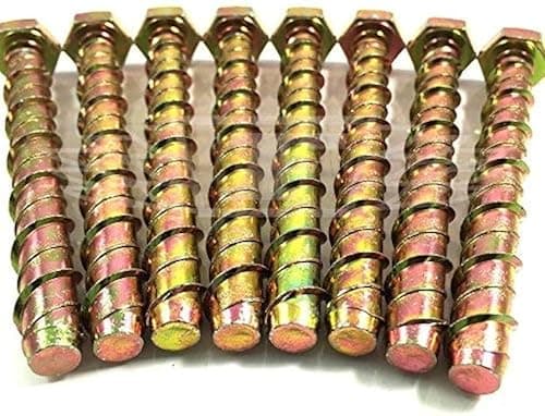 Image of Thunder D-Bolt Anchor - 8 Pack M10 x 130 Masonry Concrete Anchor Bolt Screw with Hexagonal Head, Self Tapping, Screws Directly into Brick, Stone, Wood