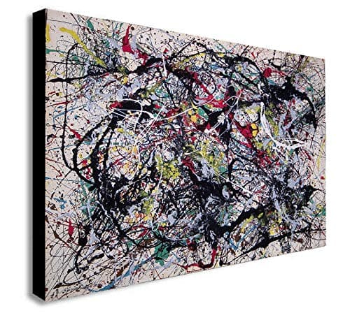 Image of Jackson Pollock Number 34 - Canvas Wall Art Framed Print - Various Sizes (A1 32x24 inches)