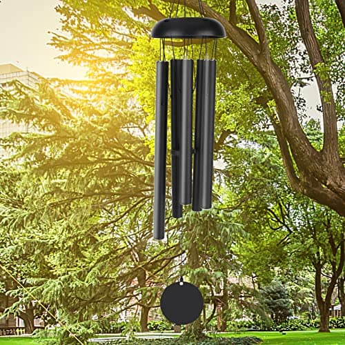 Image of Large Wind Chimes Outdoor, Victop Deep Tone 31 inches Memorial Wind Chim 5 Hollow Aluminum Tubes Pleasant Melody Classic Retro Decor Windchimes for Garden, Home, Yard, Indoor and Outdoor Decor (Black)