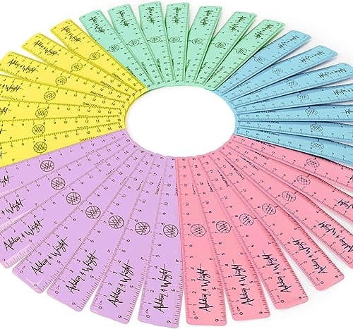 Image of Ashton and Wright - 6 Inch / 15cm Rulers - Shatter Resistant - Class Pack of 50 - Pastel Colours