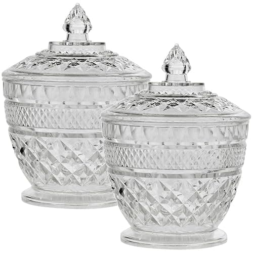 Image of URBNLIVING 14.5cm Tall Clear Plastic Sweet Dish Bonbonniere - Perfect Candy, Almonds, and Sugar Bowl Snack Jar for Weddings and Special Occasions