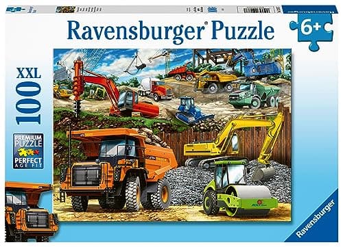 Image of Ravensburger Construction Vehicles 100 piece Jigsaw Puzzle for Kids Age 6 Years and Up - Extra Large Pieces