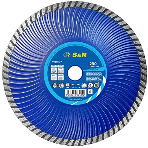 Image of S&R Diamond Blade/Cutting Disc 230 x 22.2 mm Grinder Discs Turbo, for Concrete, Granite, Natural Stone, Bricks, Reinforced Concrete. Professional quality