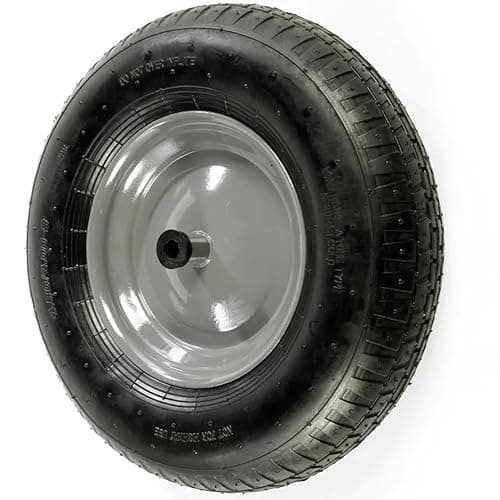 Image of Haemmerlin PW-400 400mm Pneumatic Wheelbarrow Wheel Replacement - Fits All Haemmerlin Models - 14mm Plain Bore Centre - Axle Fixing Kit Available - Durable and Reliable for Garden and Agriculture Use