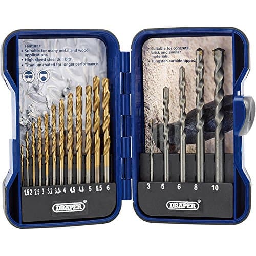 Image of Elite Choice Draper XS17-18551 15 Piece Combined HSS & Masonry Drill Bit Set 1.5-10mm [Multi Set] - Min 3yr Warranty