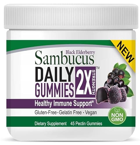 Image of Natural's Answer Black Elderberry Sambucus Gummies, 3200mg, Gluten-Free, 45 Gummies