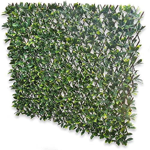 Image of Abaseen Expanding Leaf Trellis Fence with Artificial Green Laurel Leaves, 1m x 2m Garden Privacy Screens Decorative Fences for Garden, Balcony and Outdoor