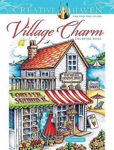 Image of Creative Haven Village Charm Coloring Book (Creative Haven Coloring Books)