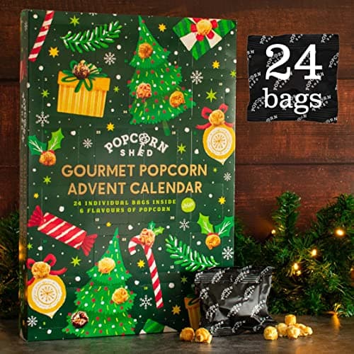 Image of Popcorn Shed Gourmet Popcorn Advent Calendar 2025 (24 Days of Popcorn) - 6 Luxury Flavours, All Natural Ingredients, Vegan Foodie Gift, Non-Chocolate Popcorn Christmas Advent Calendar