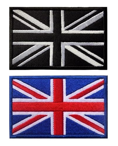 Image of Antrix 2 Pcs United Kingdom British Union Flag Embroidered Patches UK Great Britain England Applique Hook and Loop Fasteners Patch for Tactical Military Backpack Clothes Bags Uniform Caps
