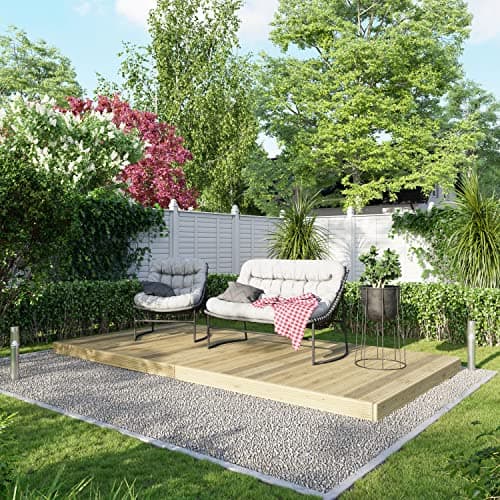 Image of Powersheds High Grade Premium Wooden Decking Kit made from Timber Wood with Hand Rails on Two Sides, Easy Installation, Weather Resistance and Anti-Rot Protection