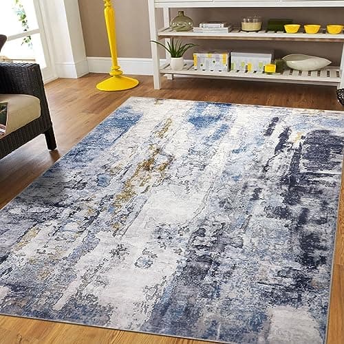 Image of Capslpad Modern Abstract Area Rug 120x180cm Washable Living Room Rug Non-slip Soft Accent Carpet Area Rugs Faux Wool Boho Art Floor Carpet for Living Room Bedroom Home Office Dining Room Kitchen Decor