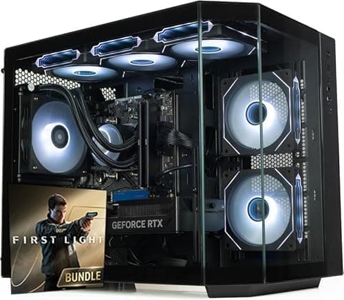 Image of ionz Gaming PC, Ryzen 7 5800X, NVIDIA RTX 5060 Ti, 16GB RAM, 120mm AIO Liquid Cooler, 1TB NVMe SSD, 600W 80+ PSU, WiFi, Windows 11, Apex Black First Light GeForce RTX 50 Series Bundle