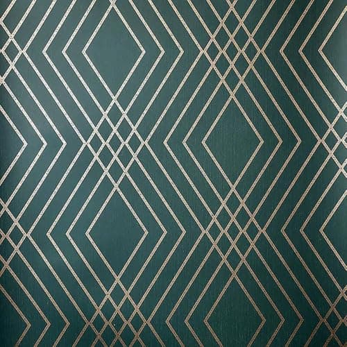 Image of Shard Trellis Emerald Green Wallpaper - Metallic Effect Geometric Modern Trendy Stylish Feature Wall