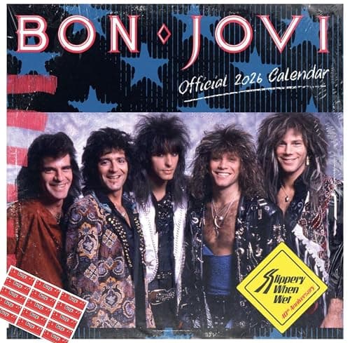 Image of Bon Jovi Calendar 2026 Square Wall Hanging Calendar with Free Organisational Stickers Included