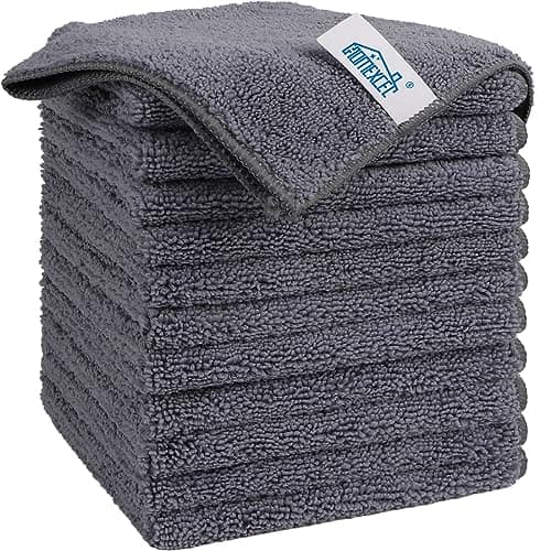 Image of HOMEXCEL Grey Microfiber Cleaning Cloth, 12 Pack Premium Microfiber Towels for Cars, Lint Free, Scratch-Free, Highly Absorbent, Reusable Cleaning Rags for Car, Household, Kitchen, Window, 30 x 30 cm