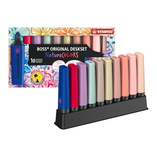 Image of STABILO BOSS ORIGINAL NatureCOLORS Wildflowers Edition - Highlighter - Deskset of 10 - Assorted Colours