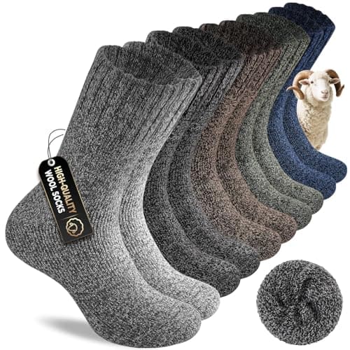 Image of SockWaddles Thermal Socks for Men, 5 Pairs Thick Wool Warm Socks, Breathable and Moisture-Wicking Walking Boot Winter Sock for Outdoor Hiking Sport 7-11