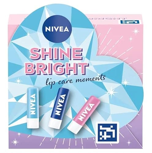 Image of Nivea Shine Bright Lip Care Gift Set - Rose, Hydro and Original Lip Balms