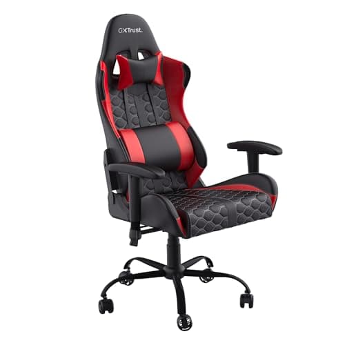 Image of Trust Gaming GXT 708R Resto Gaming Chair, PC Desk Chair, Full 360° Rotatable Seating, Strong and Robust Metal Base Frame, Chair for Computer, Streaming, Office – Red