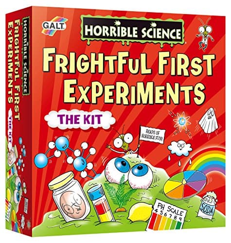 Image of Galt Frightful First Experiments -Horrible Science Craft Kit for Kids, 18 Fun STEM Science Kit and Experiments Set for Children-Goggles, Test Tubes and Guide -Gift for Girls and Boys Ages 6 Years Plus