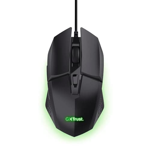 Image of GXTrust 1109 Vylax Gaming Mouse with 6 Programmable Buttons, Advanced Software, Multicolour LED Lighting, 200-6400 DPI, 1.5m USB Cable, Illuminated RGB Computer Mouse for PC Laptop Windows, Black