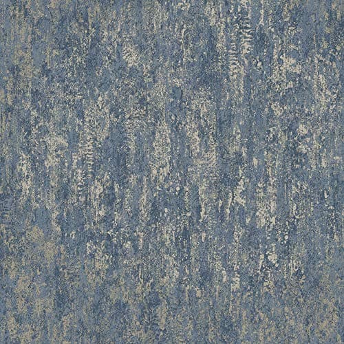 Image of Industrial Textured Metallic Wallpaper Navy Blue Gold Stone Steel YöL