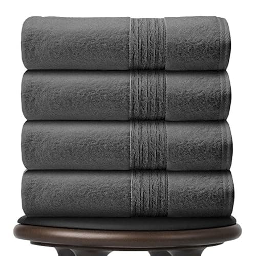 Image of GC GAVENO CAVAILIA Pack of 4 Jumbo Bath Sheets 450 GSM | Highly Absorbent Quick Dry 100% Cotton Towel Sets | (80x170 Cm) Bath Sheets Towels Extra Large, Charcoal