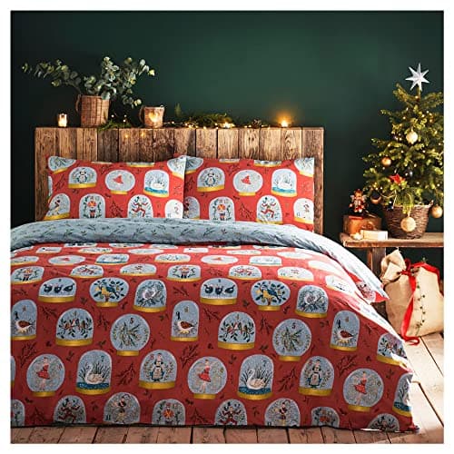 Image of furn. Twelve Days of Christmas Duvet Cover Set, Polycotton, Red,3 pieces, Double