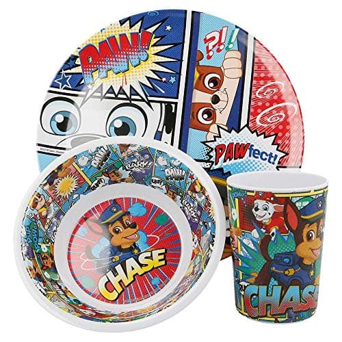 Image of Stor 8412497189908Melamine Tableware 3-Piece Set Without Border, Paw Patrol Comic