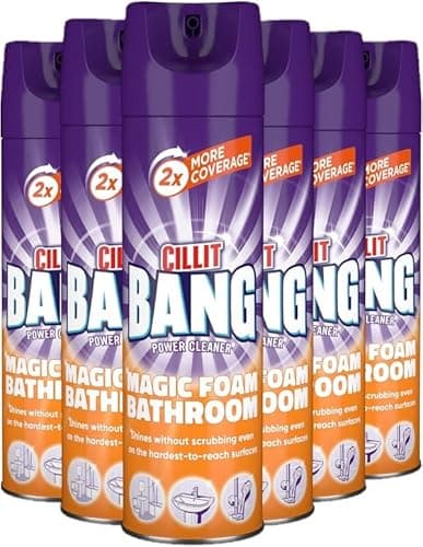 Image of Cillit Bang Magic Foam Bathroom Cleaner, Powerful Active Formula, Brilliant Shine, Time-Saving, 600ml, Pack of 3, Ultimate Power Cleaning Solution.