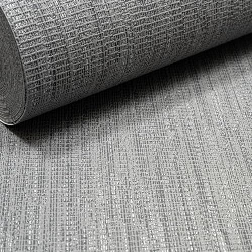 Image of SOPHIE LAURENCE Charcoal Grey Metallic Wallpaper – Silver Shimmer Effect, Luxury Plain Vinyl, Paste The Wall, Textured Modern Wall Covering for Living Room, Bedroom, Hallway, Office 10m x 0.53cm